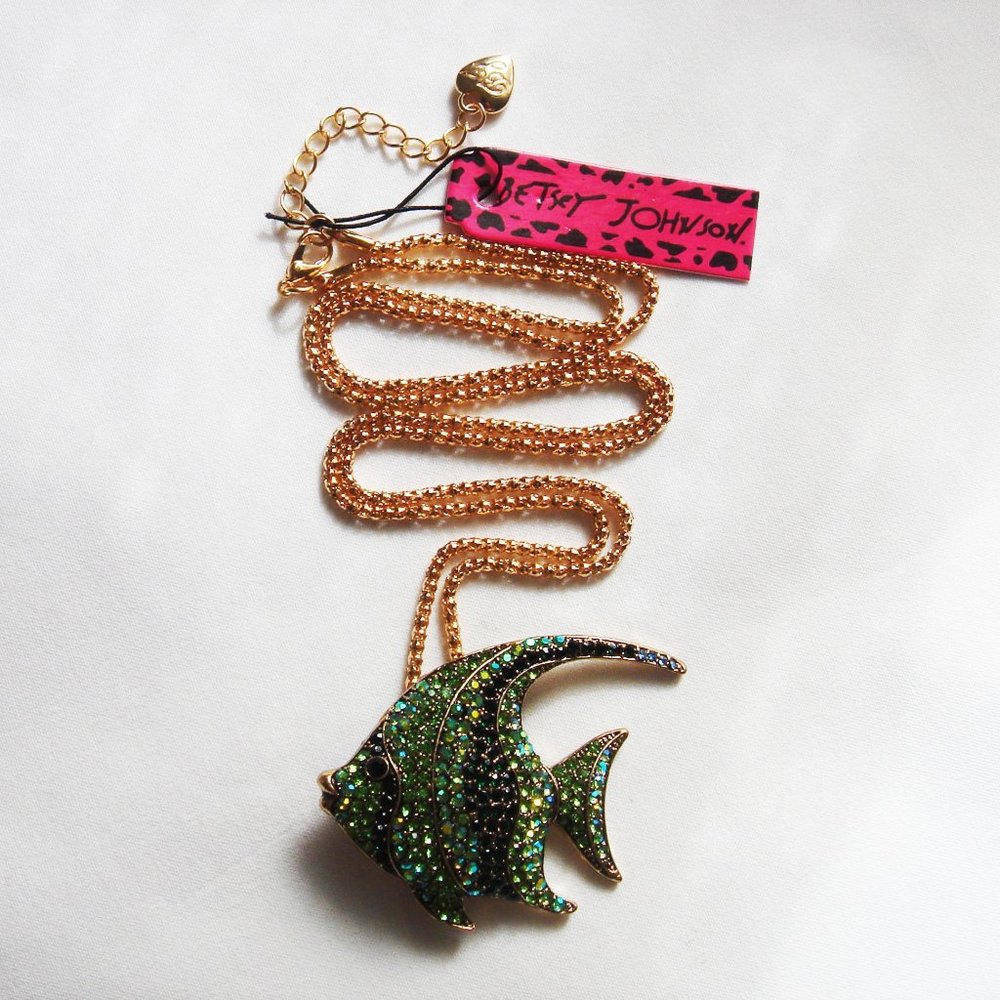 GREEN ANGEL FISH NECKLACE BROOCH